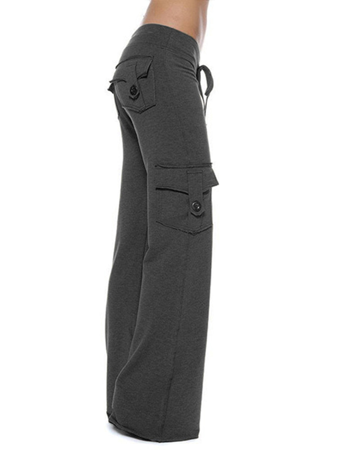 Mid-Waist Drawstring Pants with Pockets