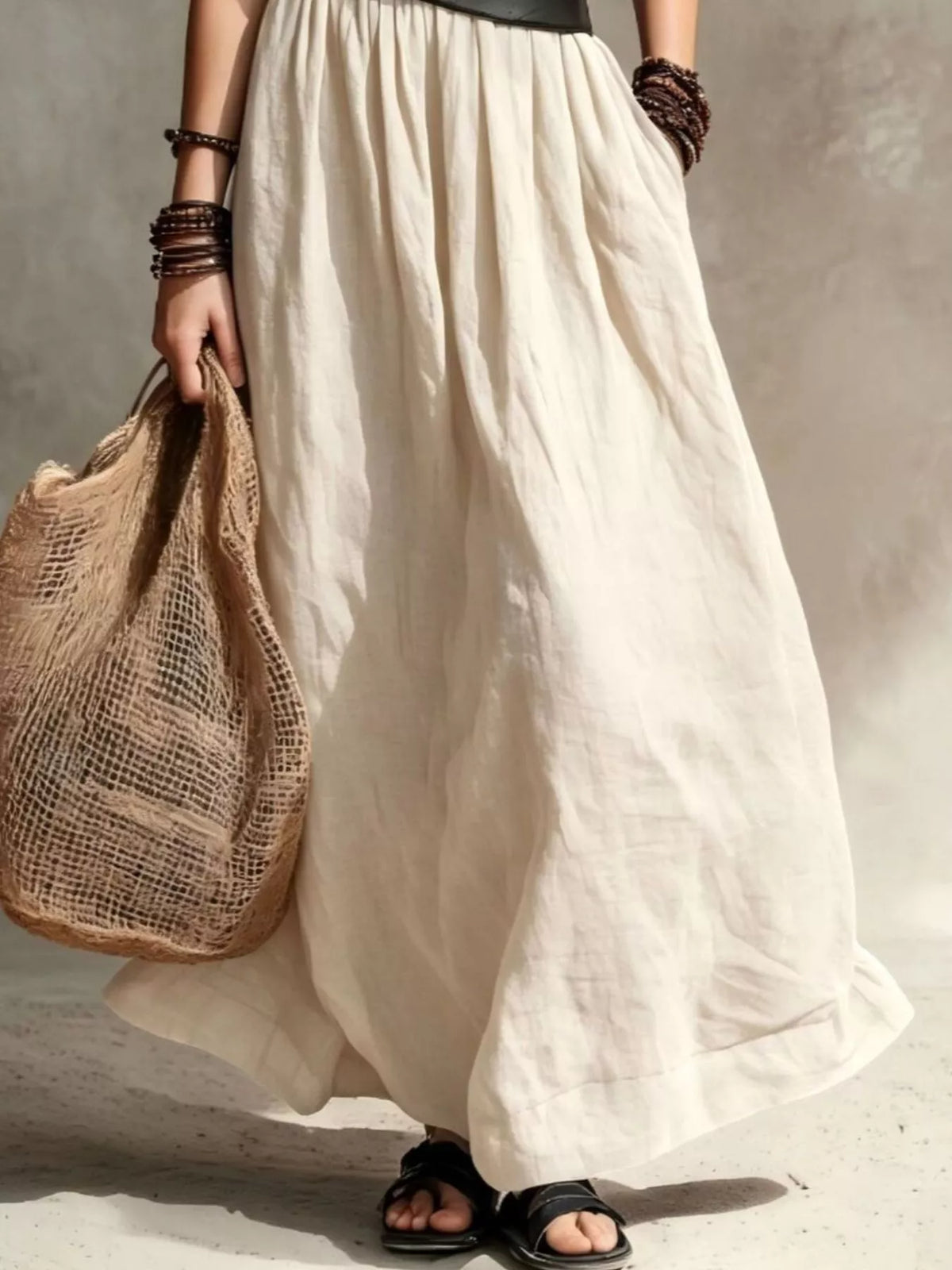 Round Neck Belted Maxi Dress