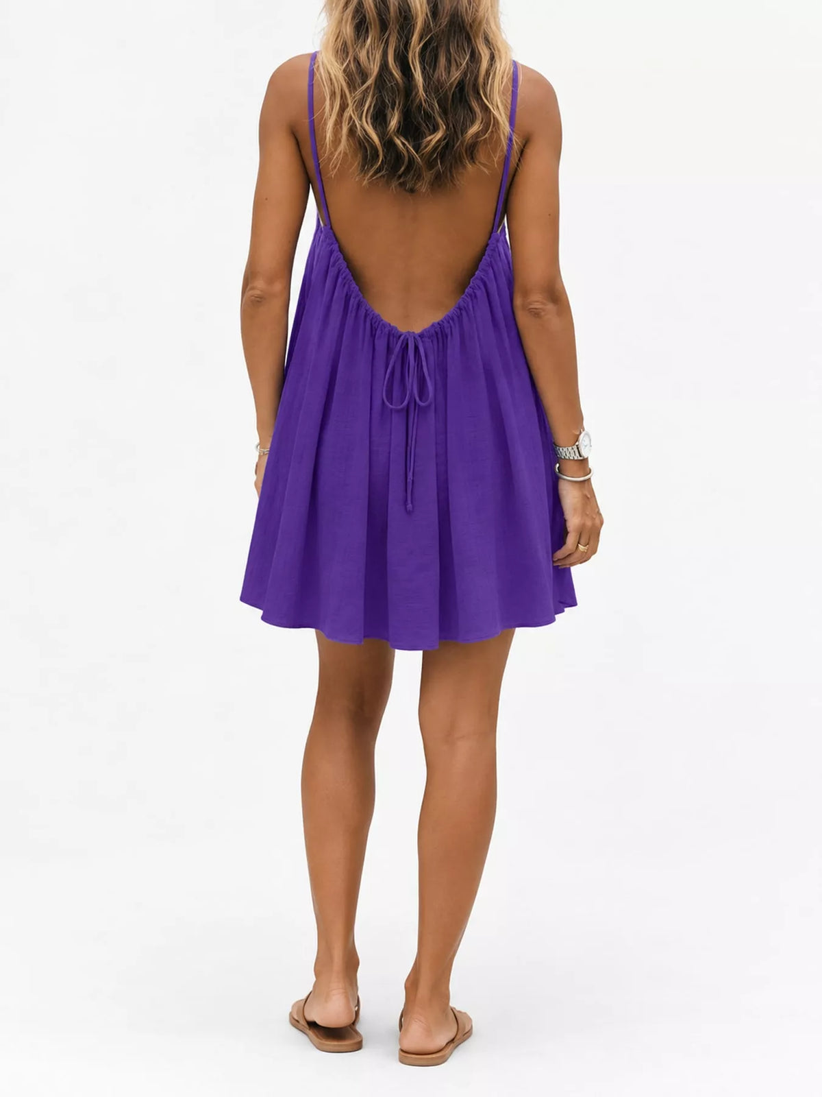 Backless Spaghetti Strap A-Line Mini Dress