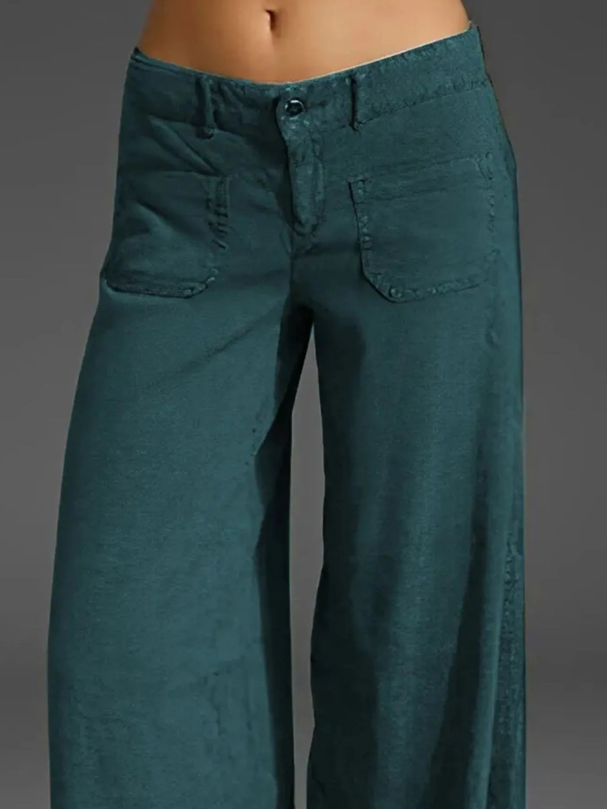 Plus-Size Wide Leg Pants with Pockets