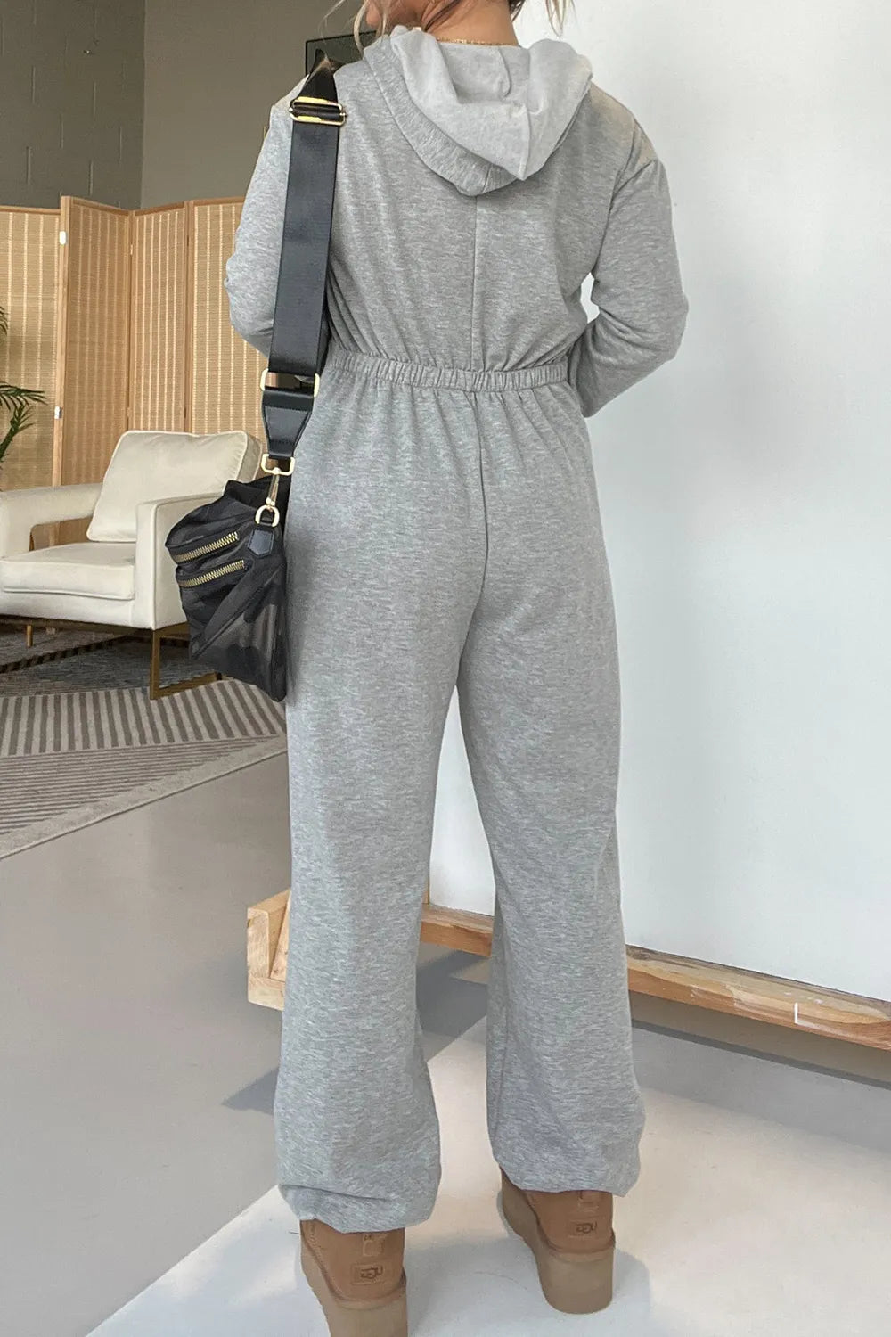 Drawstring Long Sleeve Jumpsuit