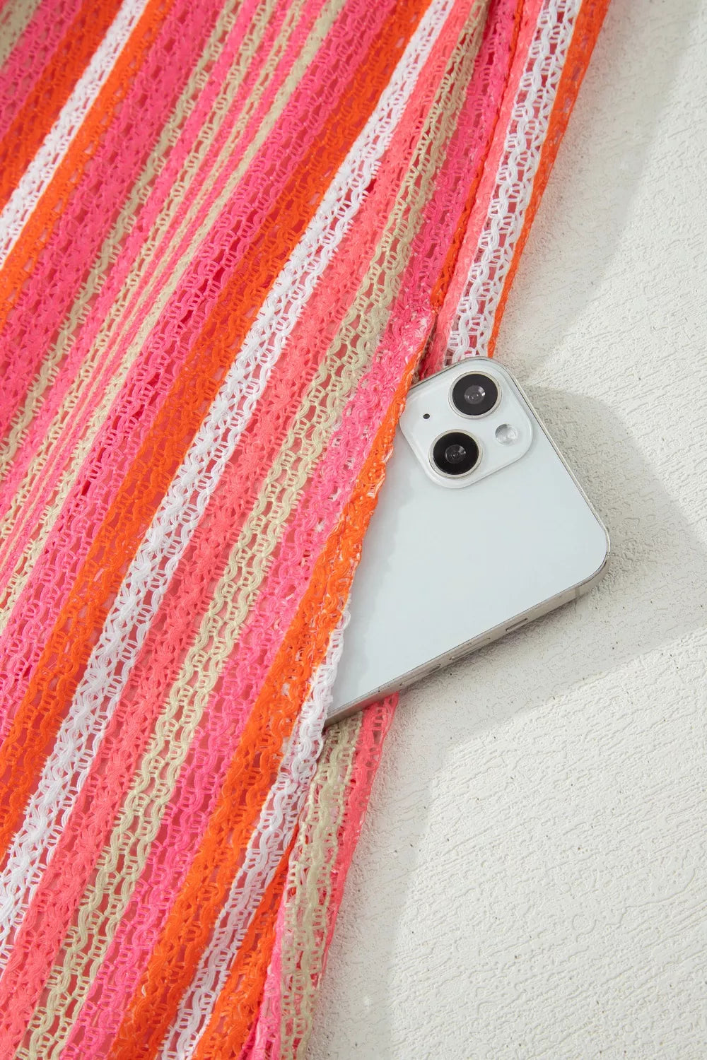 Striped Ribbon-Tie Maxi Dress in Burnt Coral