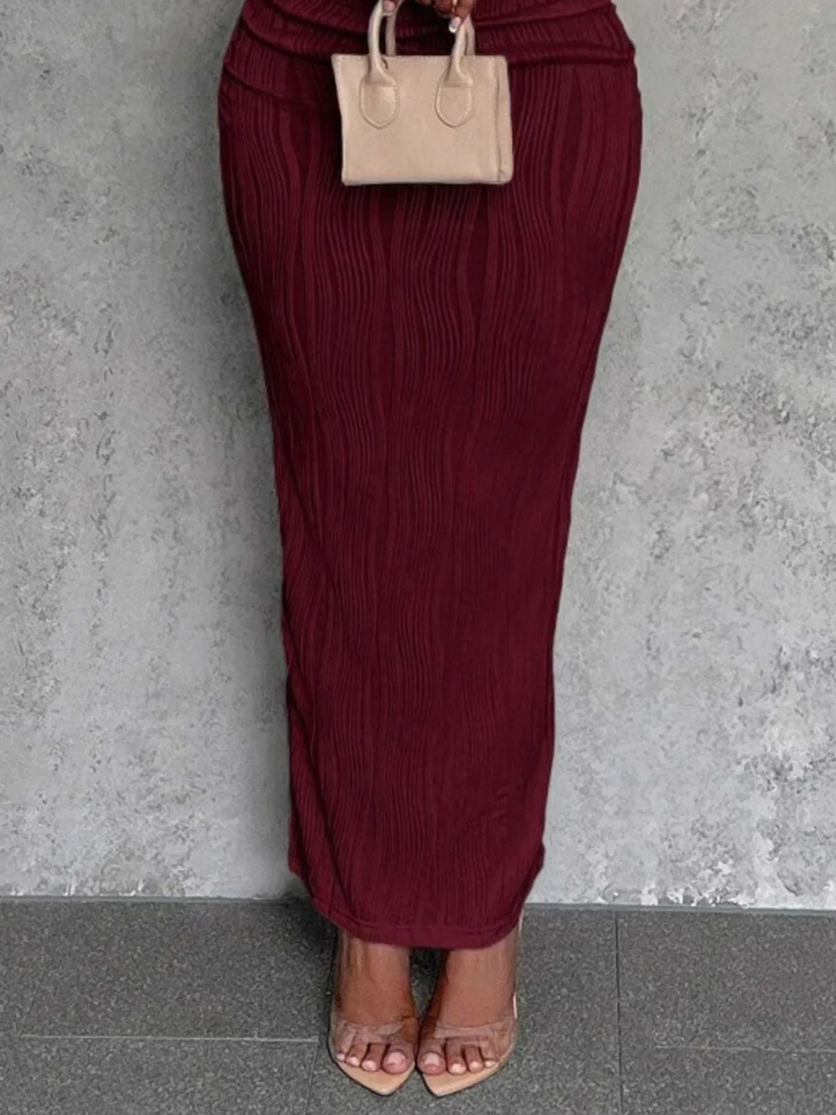 Ribbed Single Shoulder Bodycon Maxi Dress