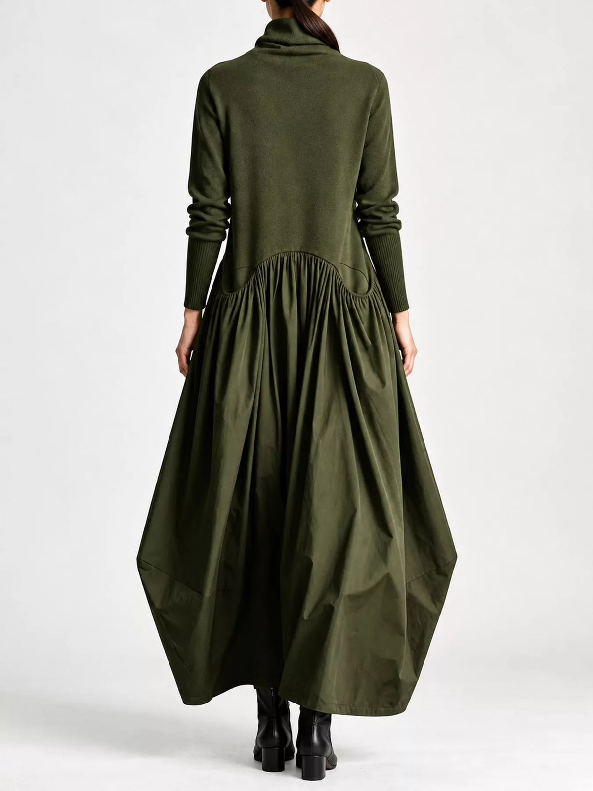 Turtleneck Long-Sleeve Maxi Dress