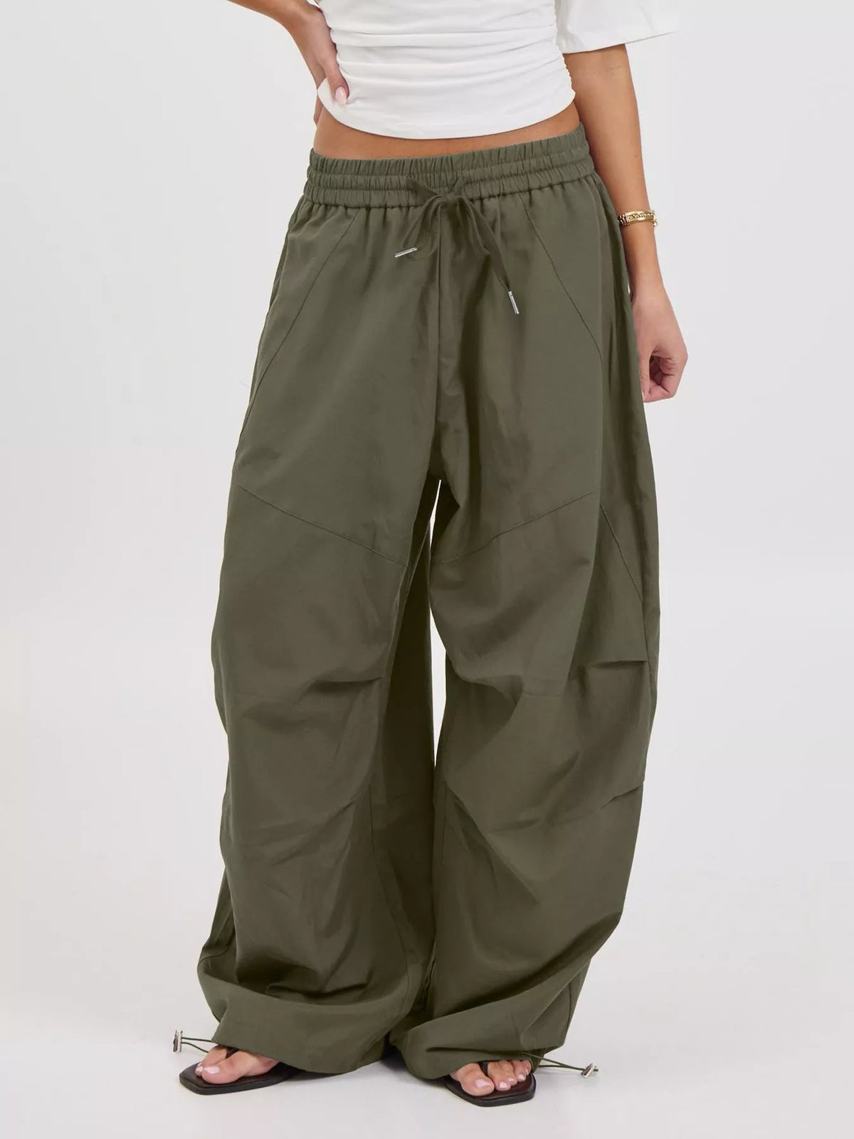 Drawstring Wide Leg Pants