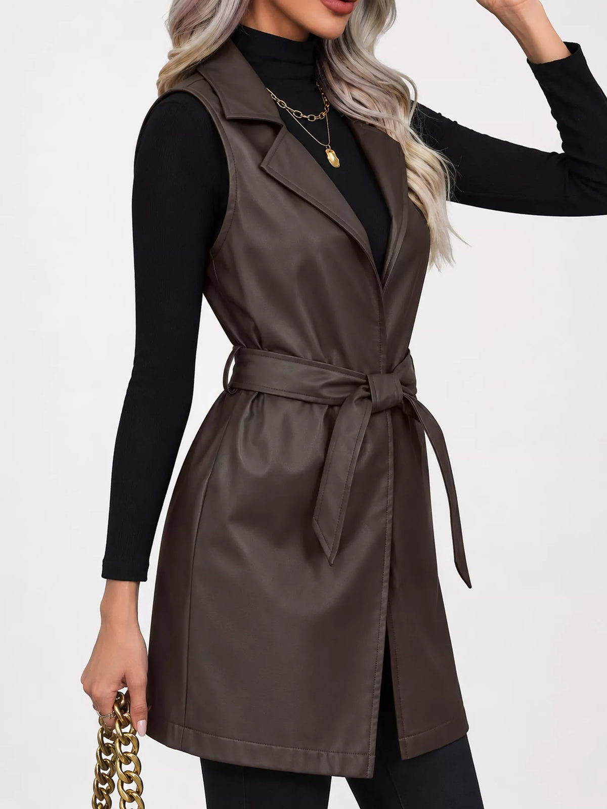 Tie-Waist Longline Vest Coat