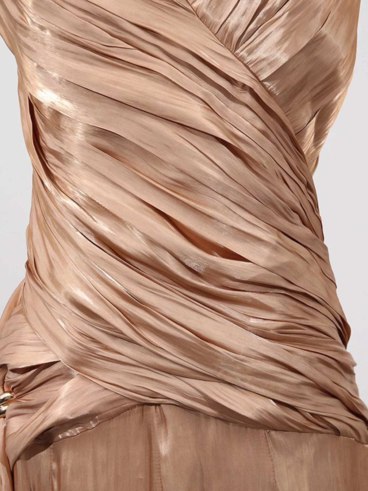 Ruched Halter Maxi Dress in Champagne