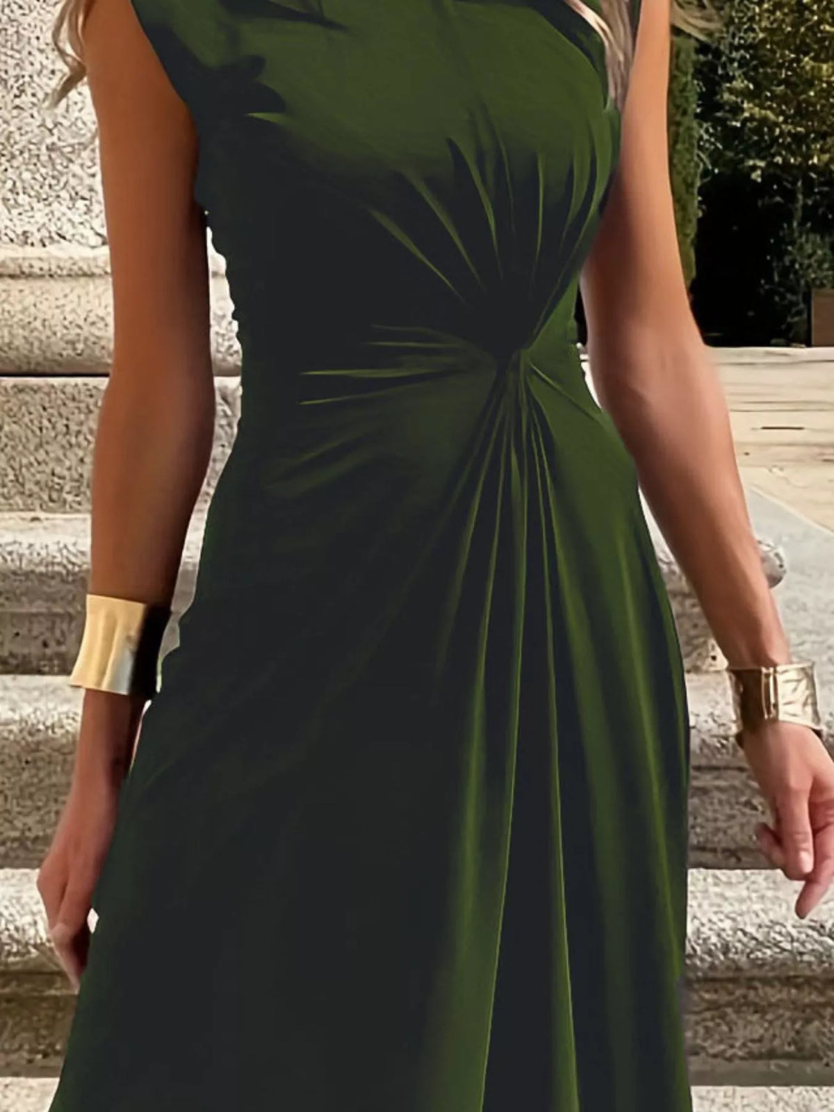 Twisted Round Neck Sleeveless Maxi Dress