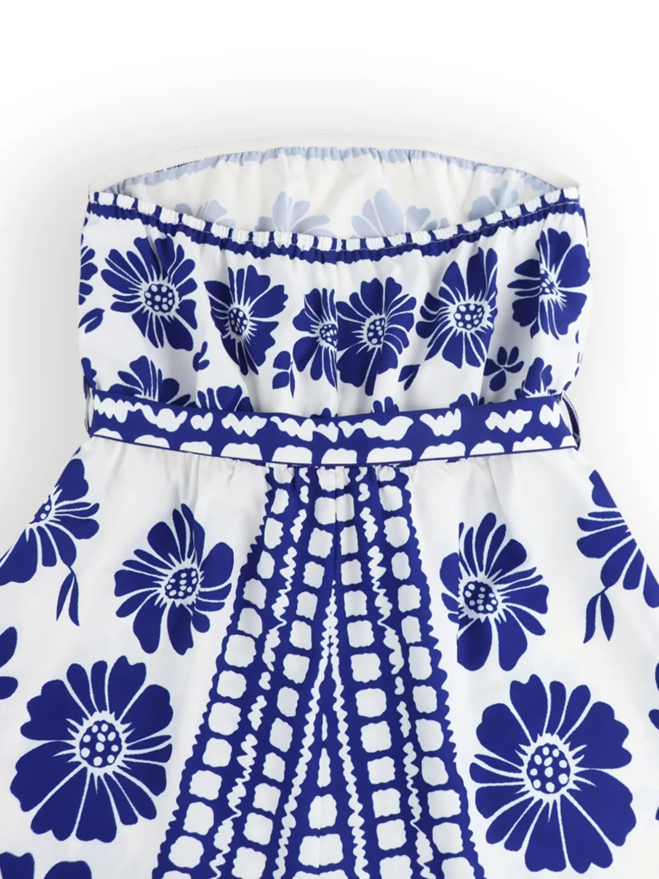 Printed Tube Tie-Waist Romper