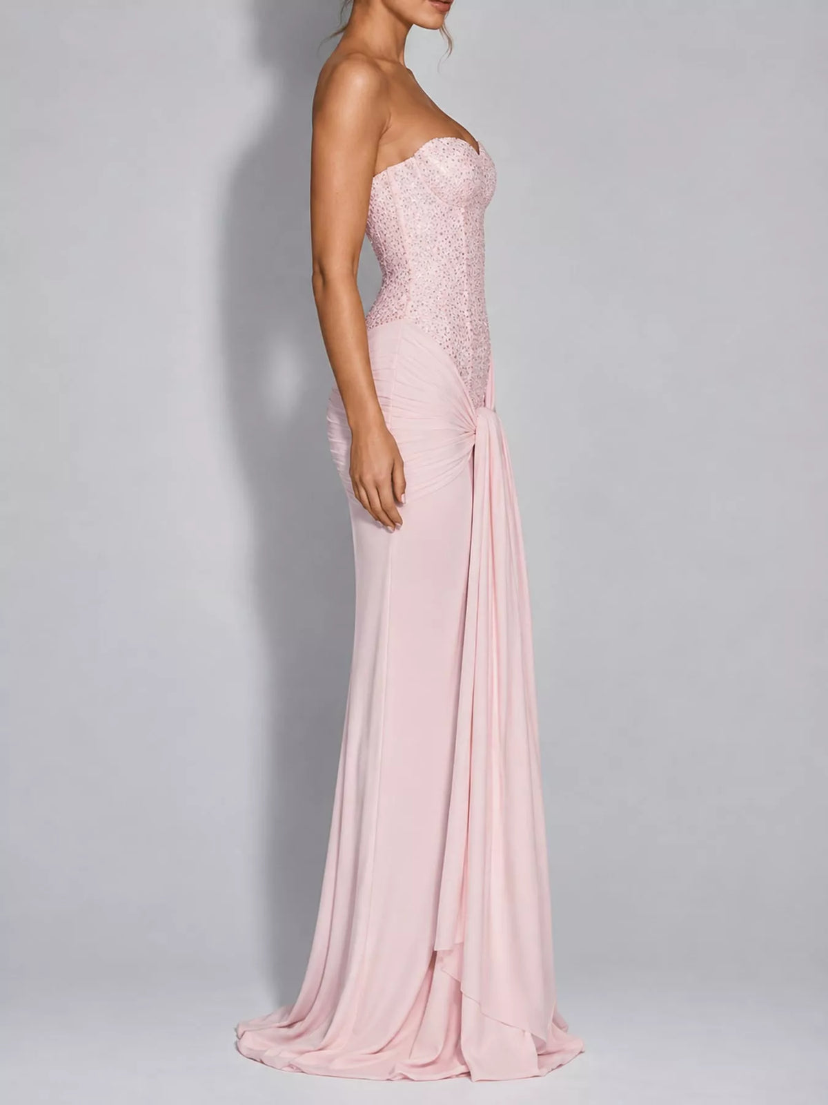 Strapless Sequin Corset Maxi Dress