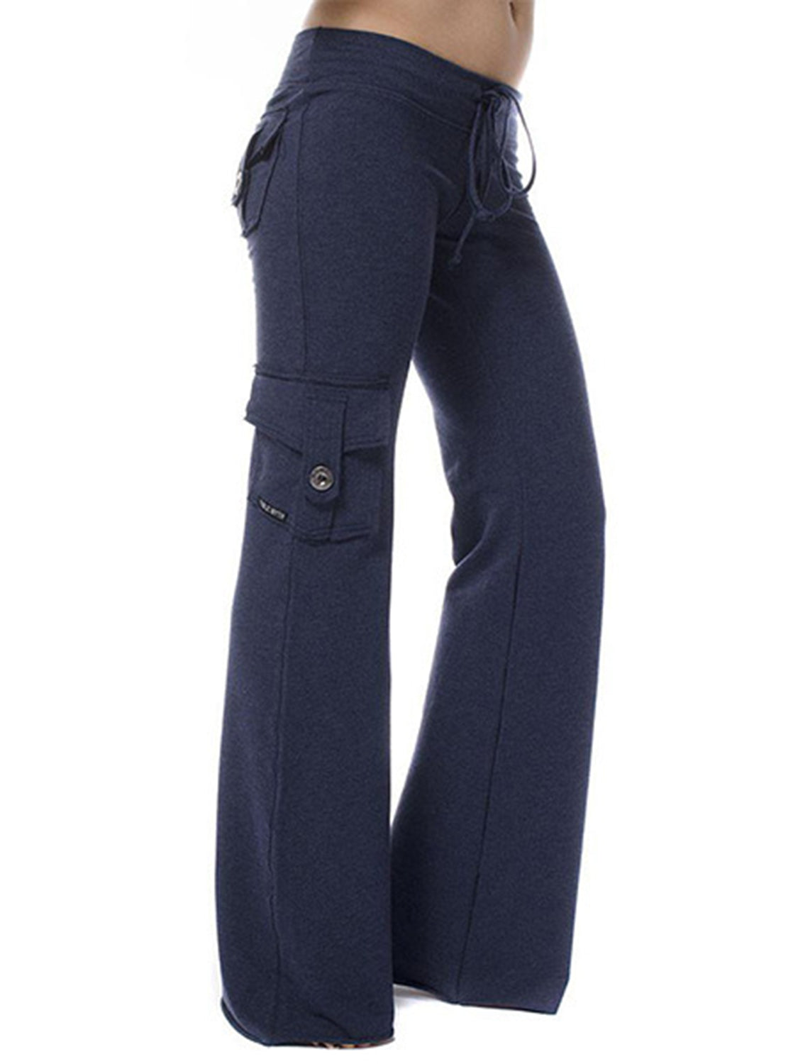 Mid-Waist Drawstring Pants with Pockets