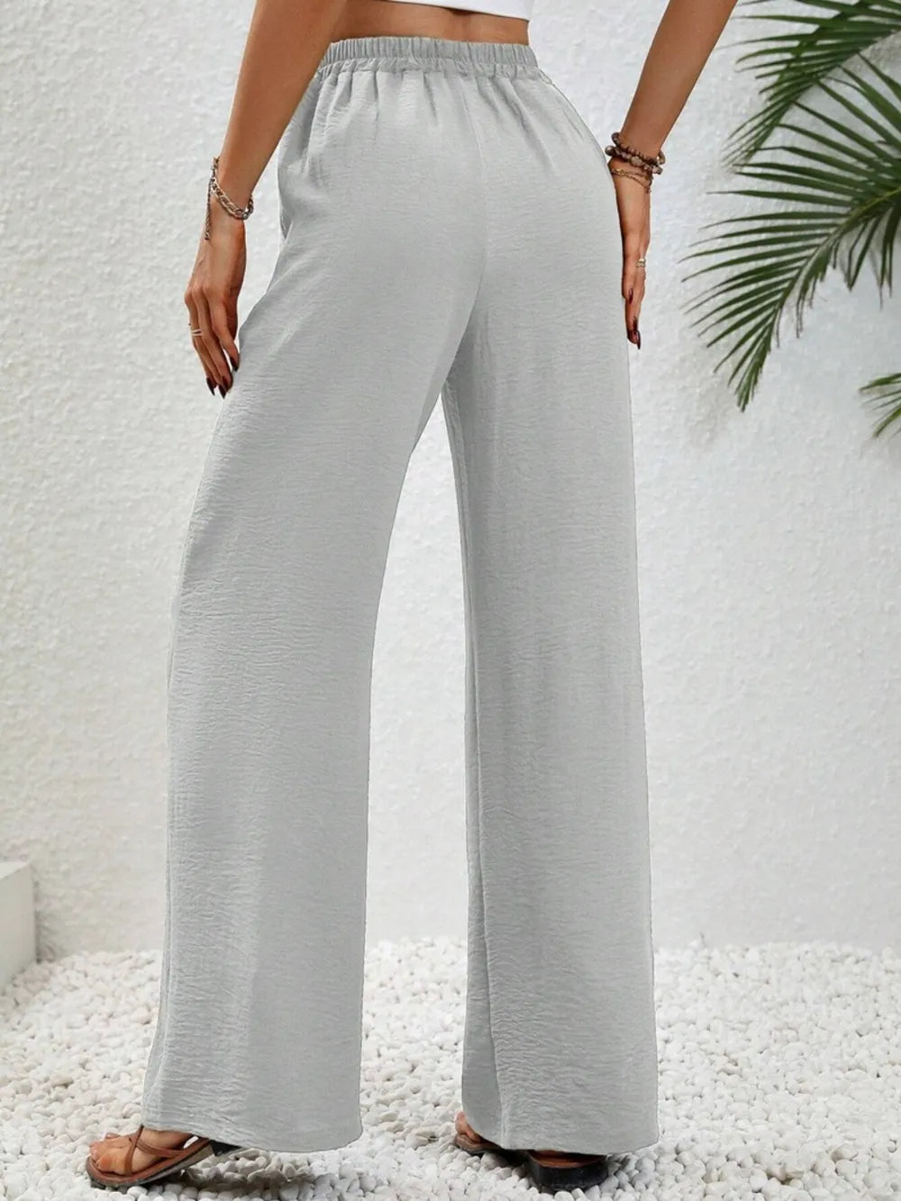 Wide-Leg Drawstring Pants