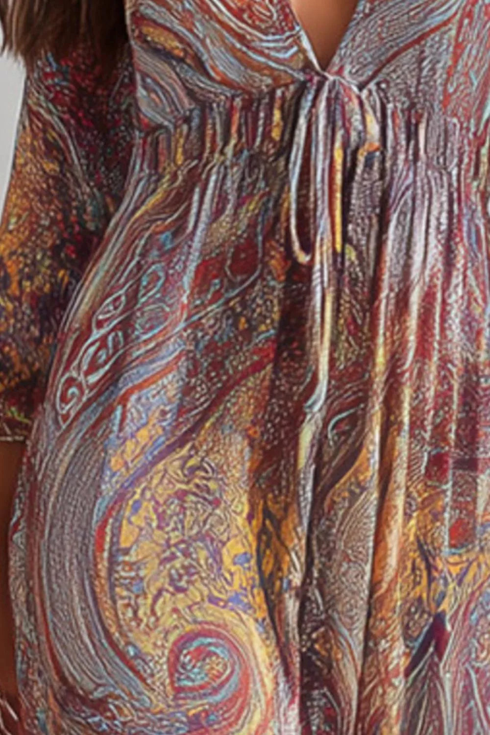 Paisley Print Smocked Maxi Dress in Multicolor