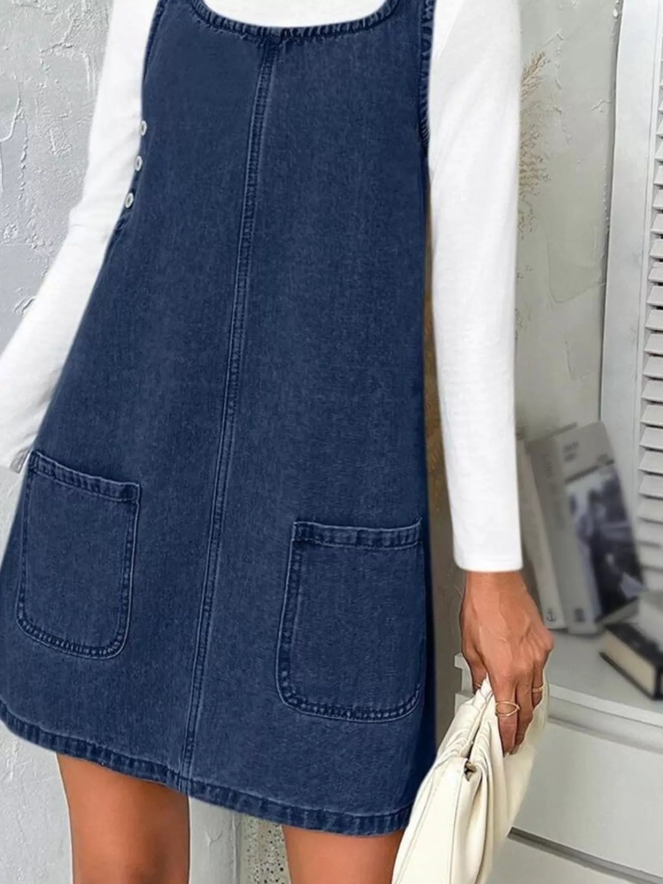 Casual Scoop Neck Sleeveless Denim Dress