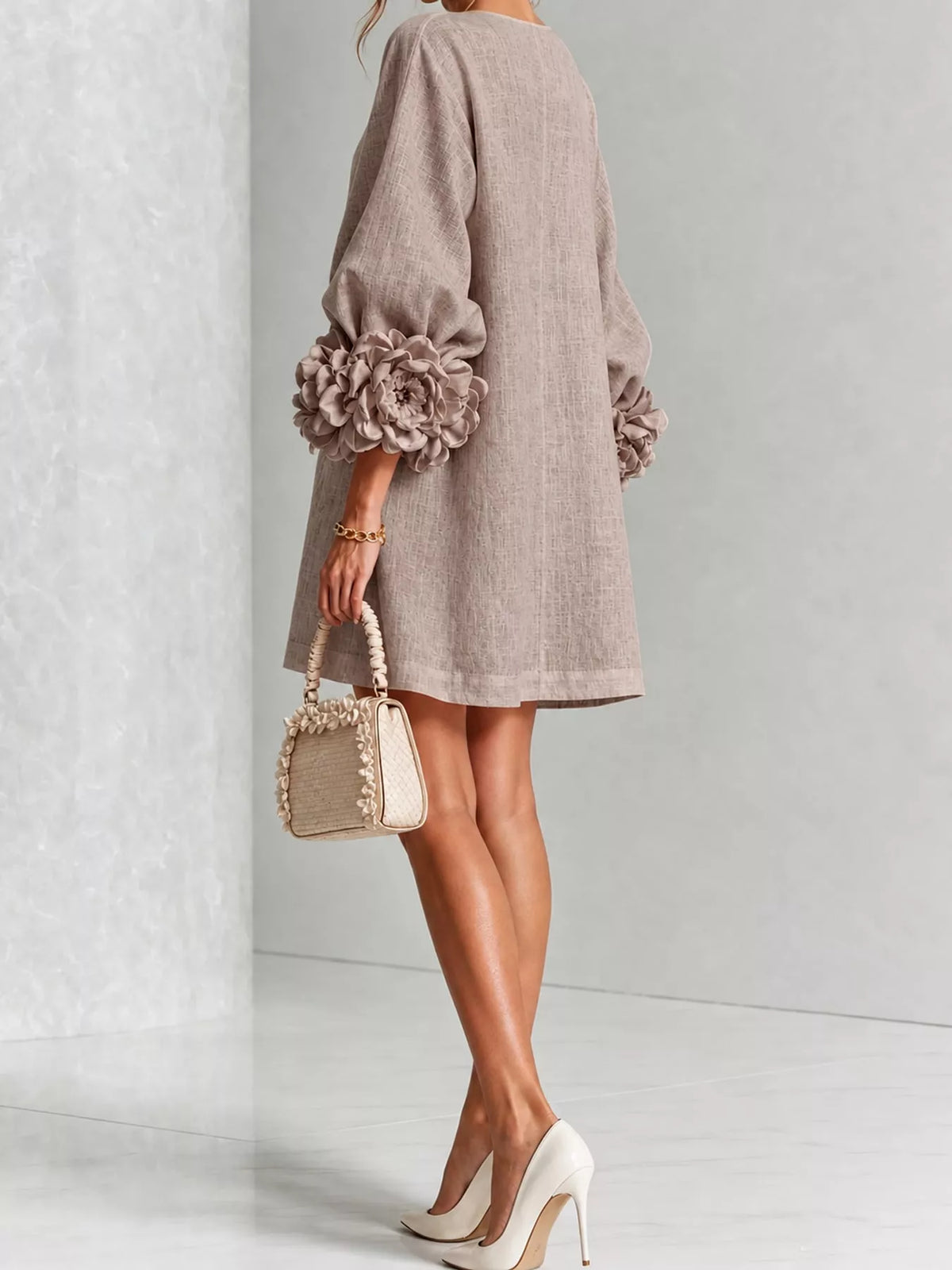 3D Floral Applique Mini Dress