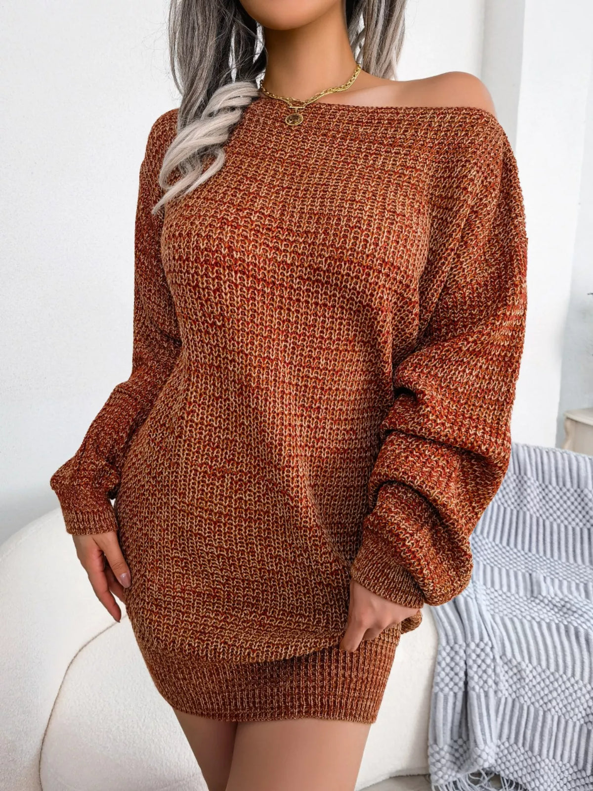 One-Shoulder Sweater Dress