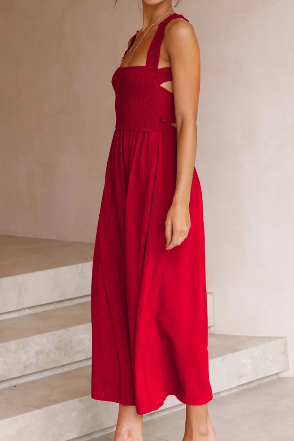Crisscross Smocked Wide Strap Dress