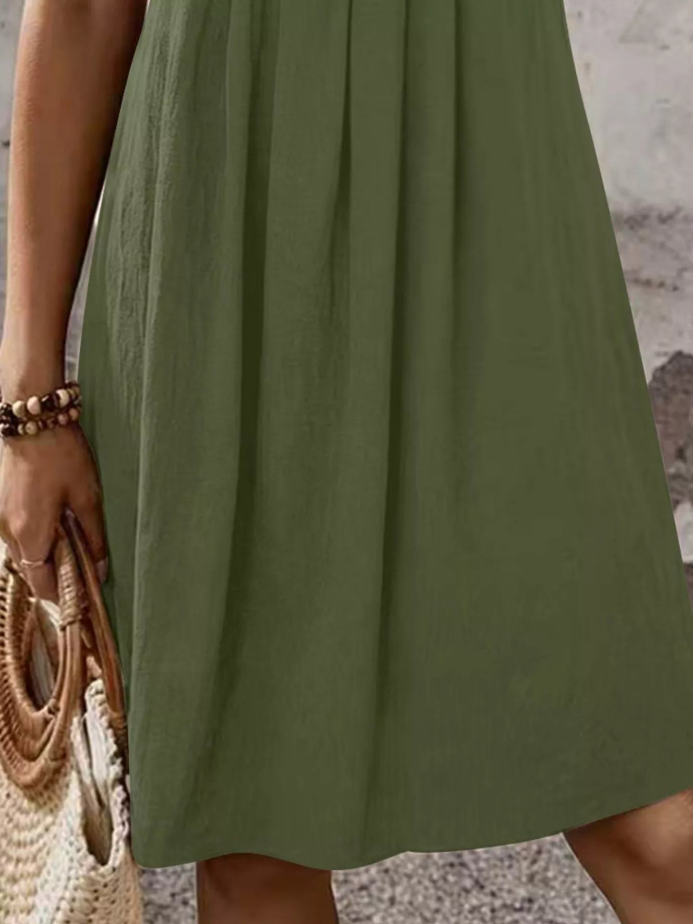Zipper-Front Pleated A-Line Dress