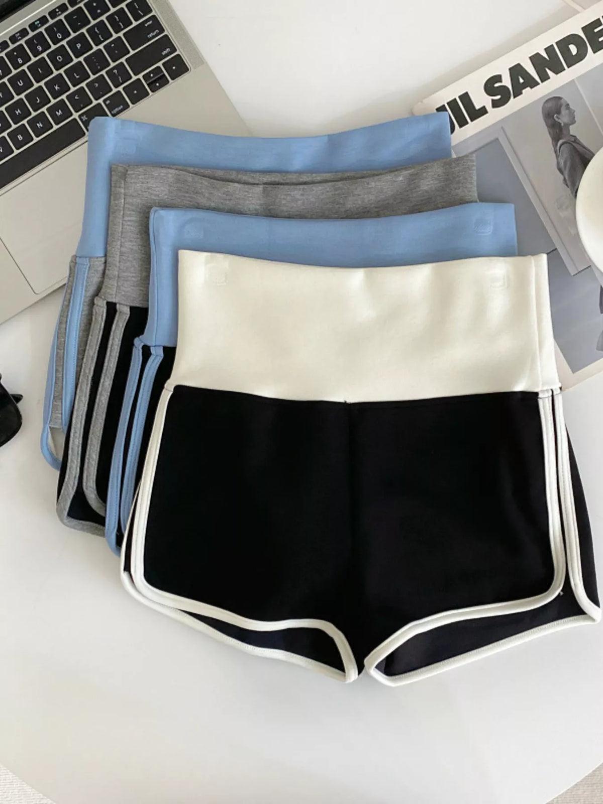 High-Waisted Contrast Trim Shorts