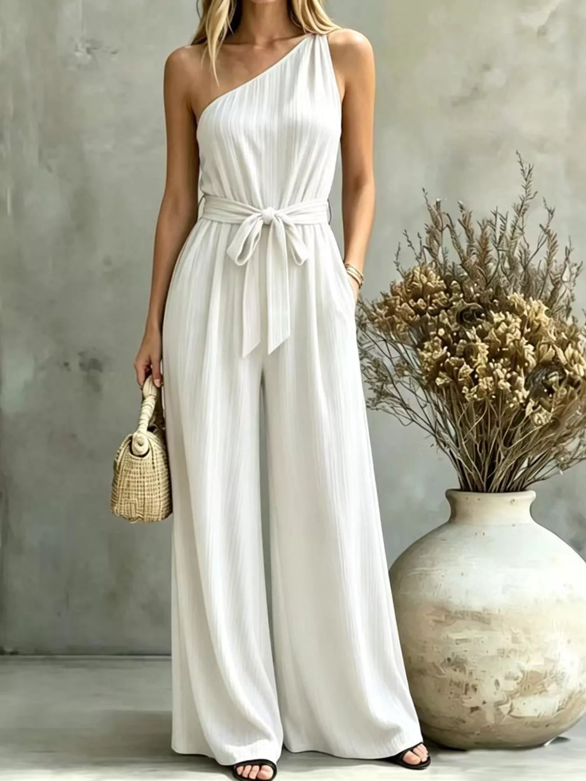 One-Shoulder Wide-Leg Jumpsuit