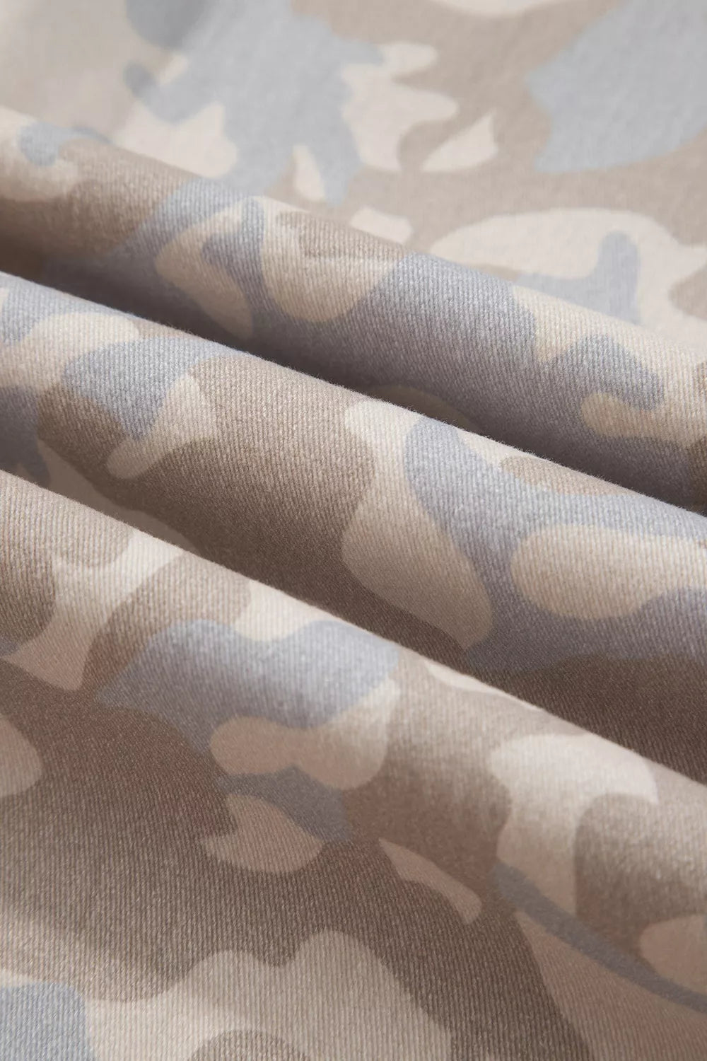 Camouflage Print Ankle Barrel Jeans in Dust Storm