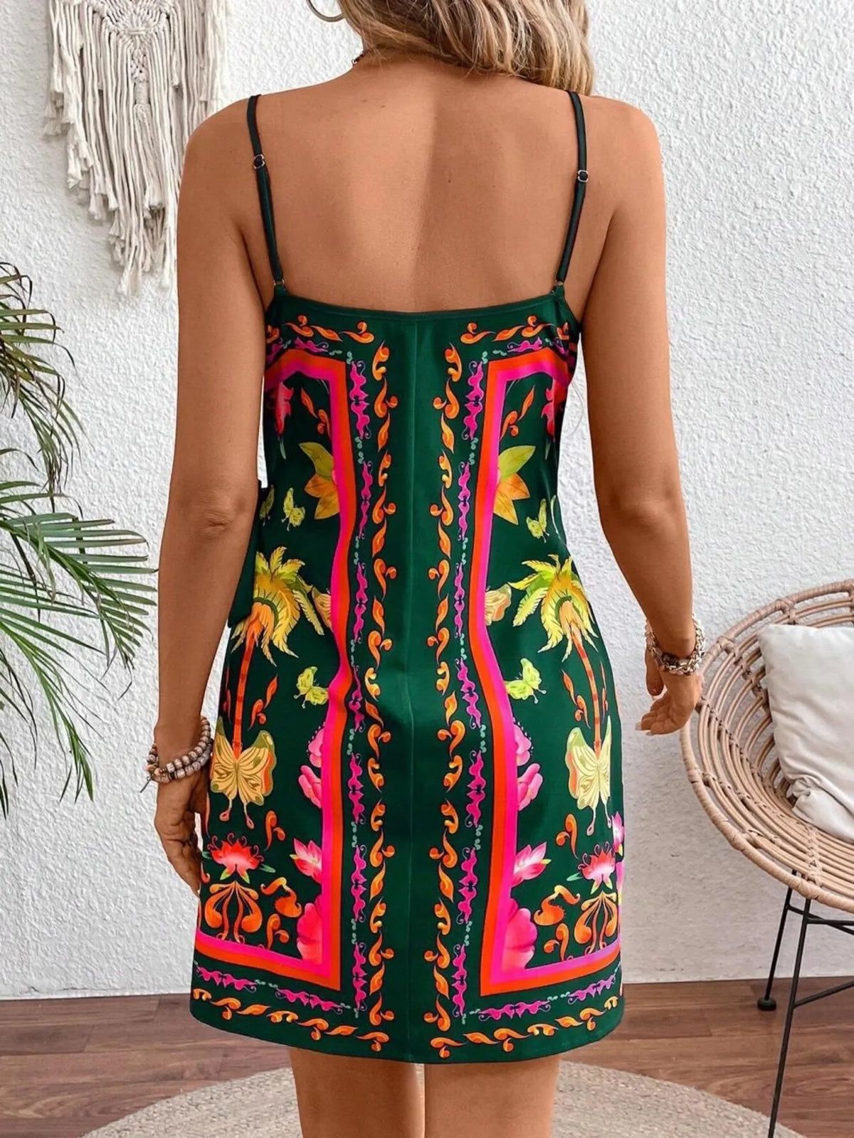 Floral Spaghetti Strap Wrap Mini Dress by Rosaline
