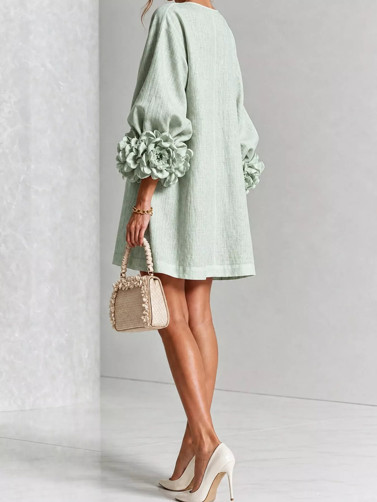 3D Floral Applique Mini Dress