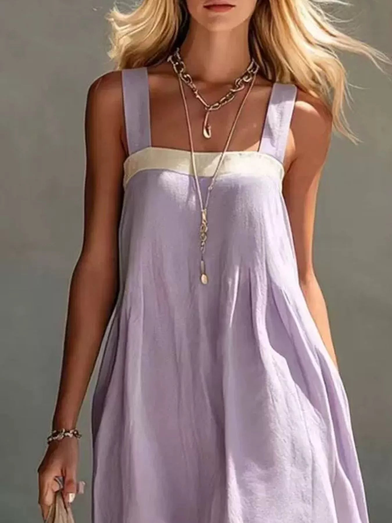 Color-Block Sleeveless Midi Dress