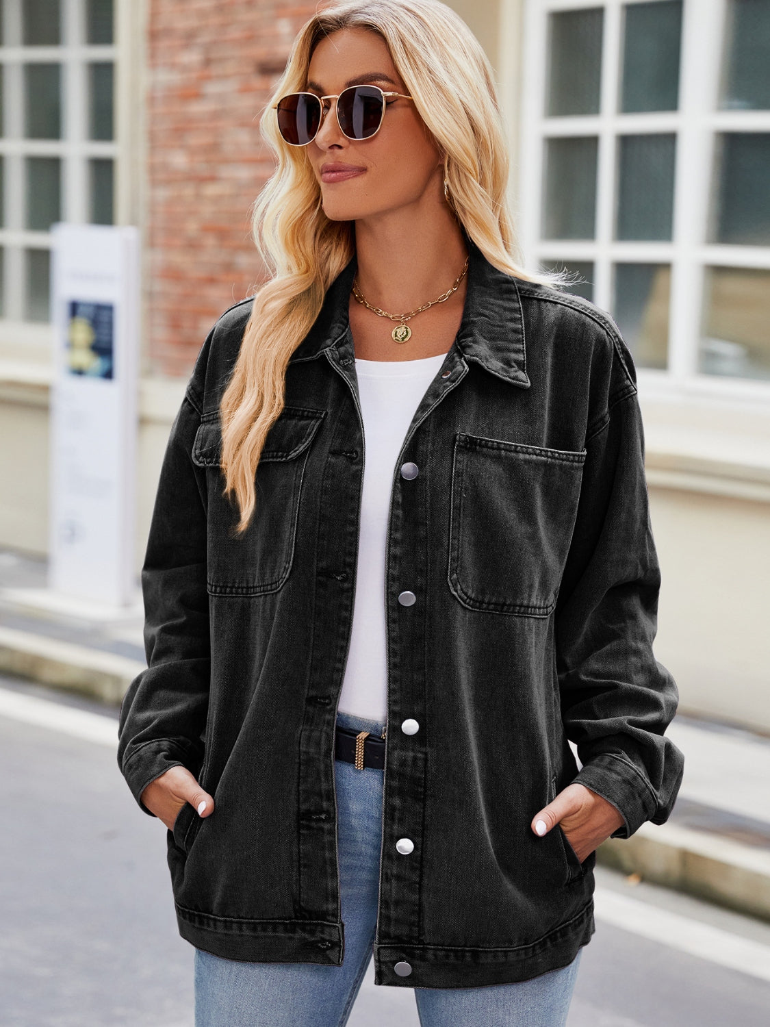 Classic Button-Up Denim Jacket by Manny