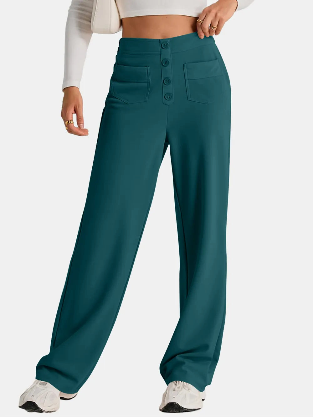 High Waist Wide Leg Pants by K&L