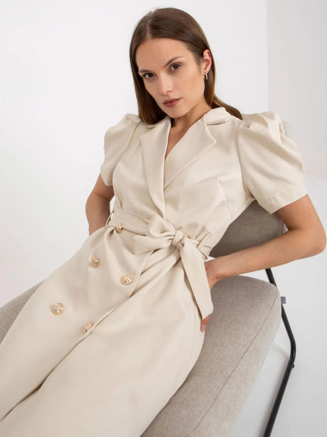Tie-Waist Short Sleeve Blazer Dress
