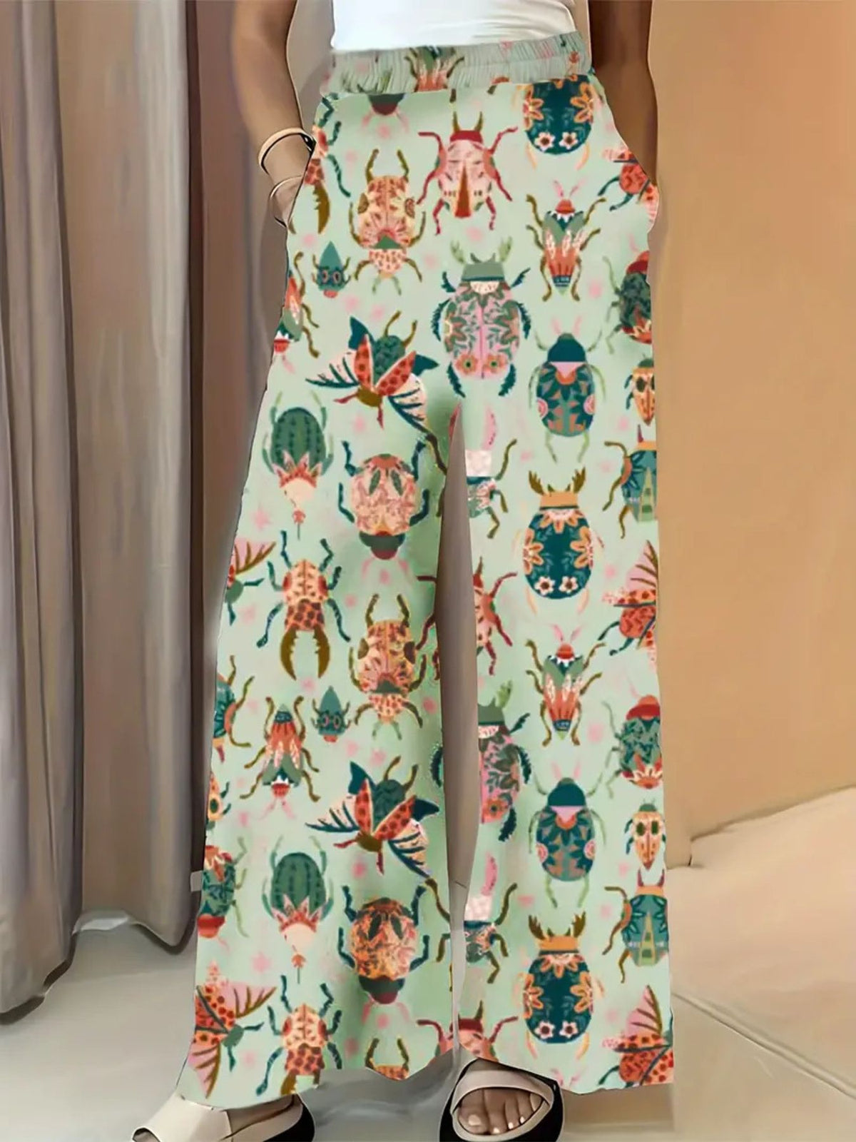 Printed Wide-Leg Pants