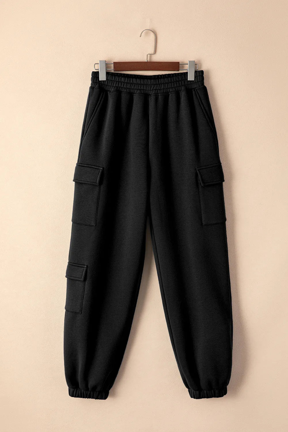 Pocketed Elastic-Waist Joggers in Black