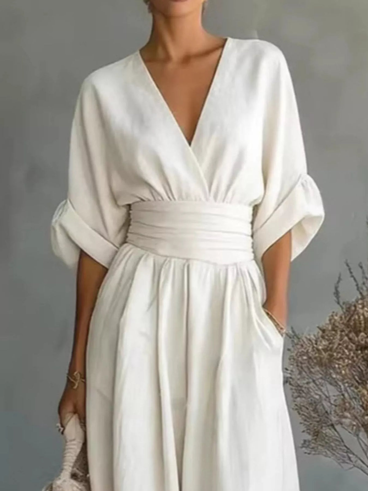 Half Sleeve Wide-Leg Jumpsuit