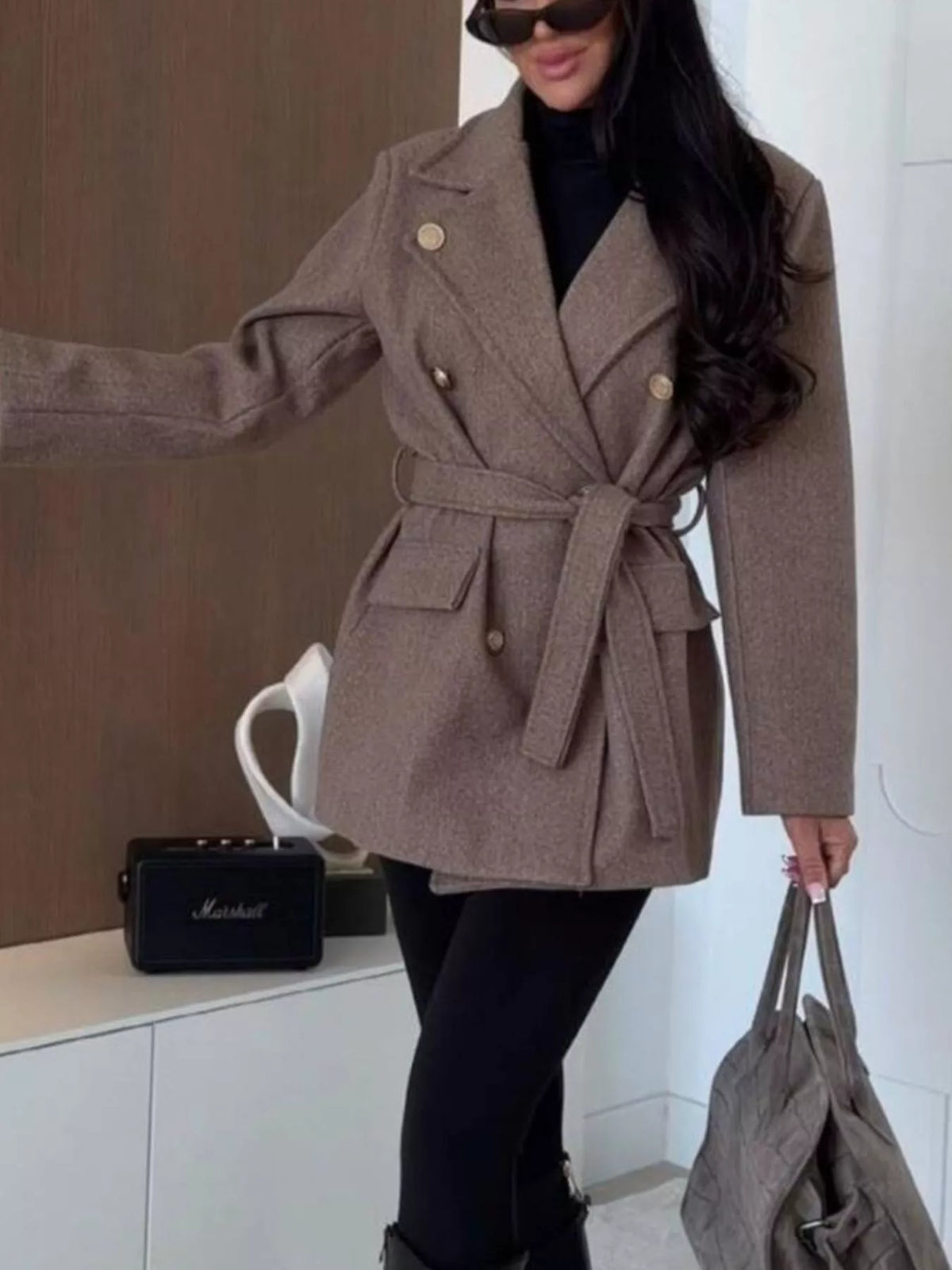 Double-Breasted Belted Coat