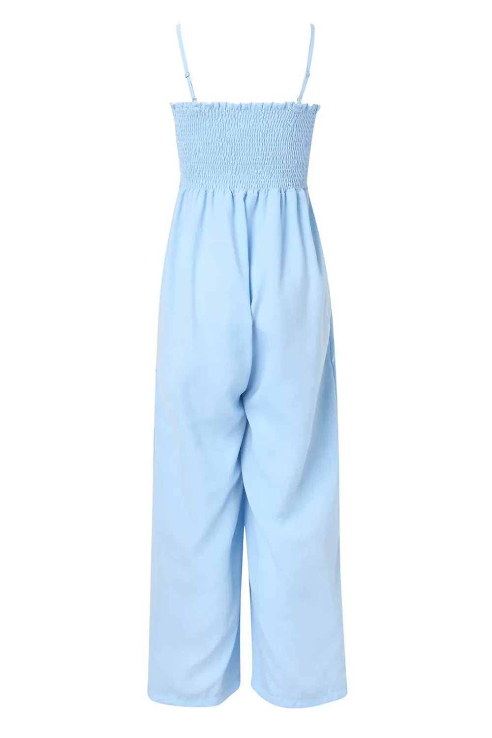 Smocked Spaghetti-Strap Wide-Leg Jumpsuit