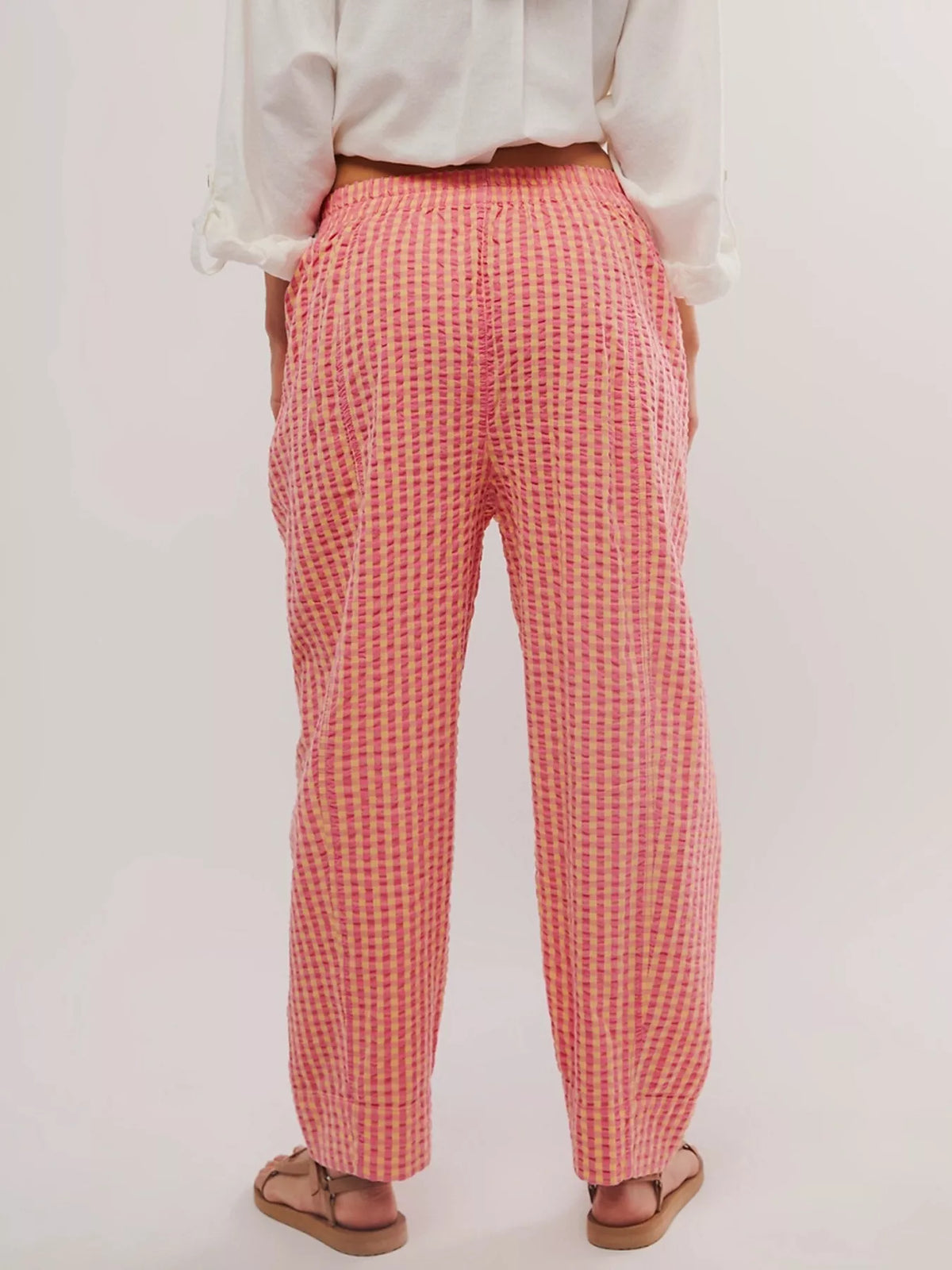 Gingham Relaxed-Fit Pants