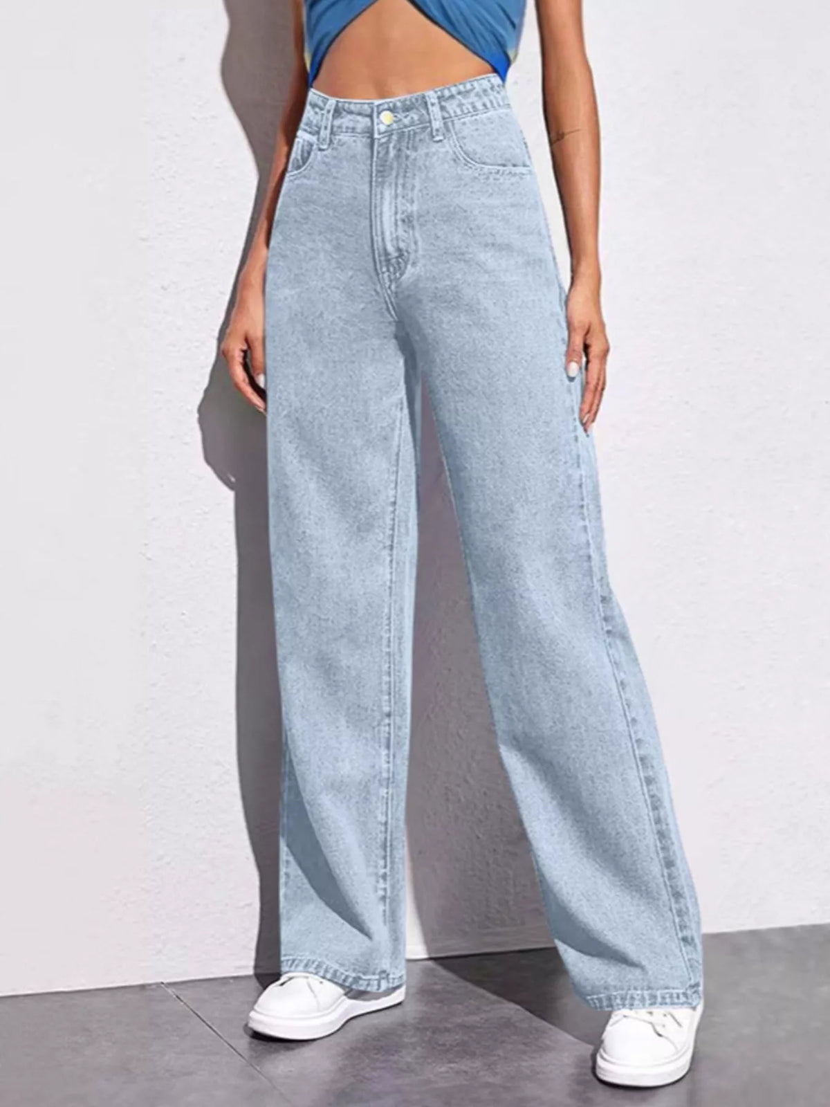 Extended-Size High-Waisted Wide-Leg Jeans by Dreamy Drapes