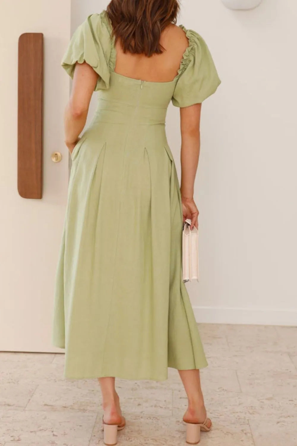 Sweetheart Neck Puff Sleeve Dress