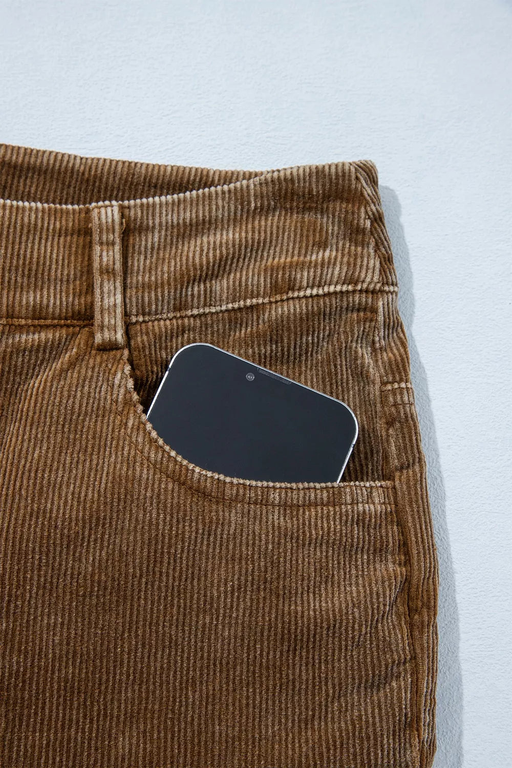 Corduroy Straight Leg Pants in Taupe