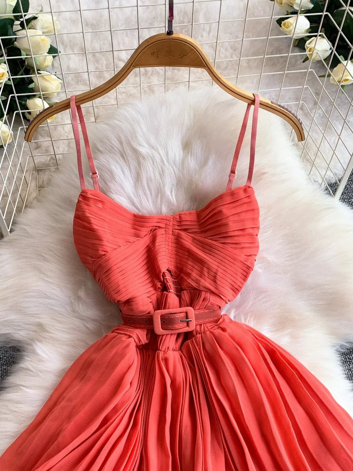Pleated Layered Midi Dress