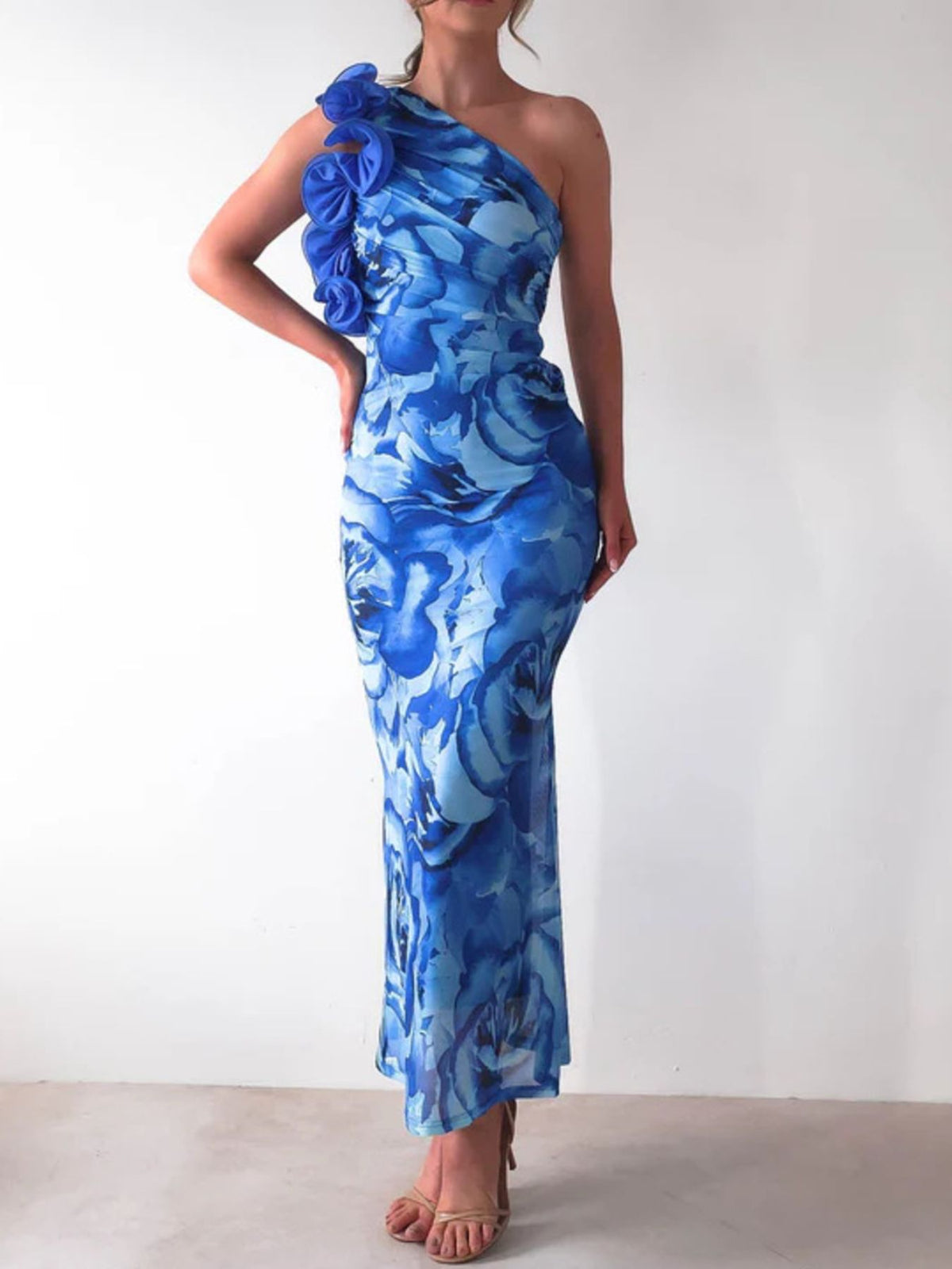 Floral One-Shoulder Maxi Dress