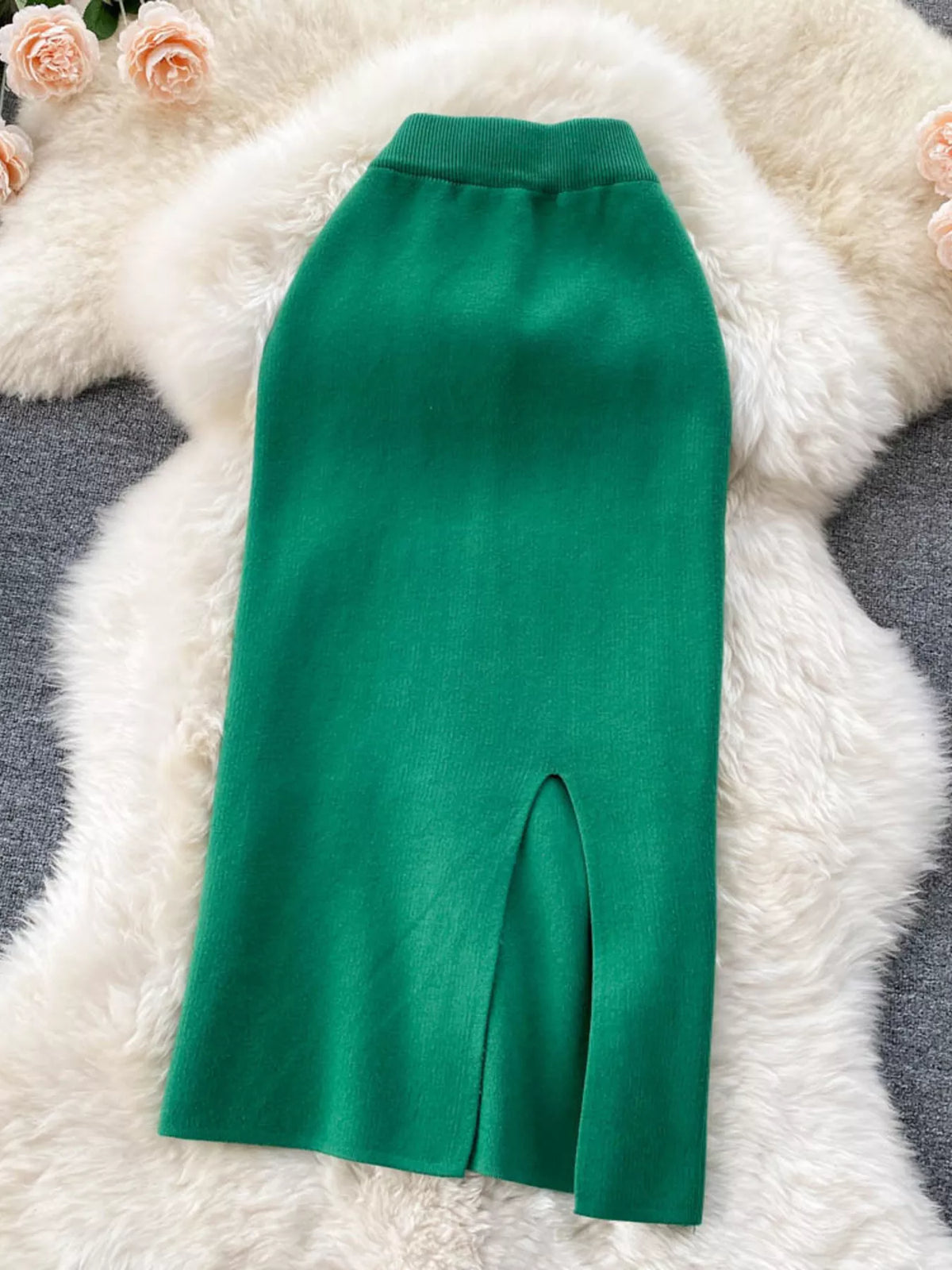 Slit Knit Midi Skirt