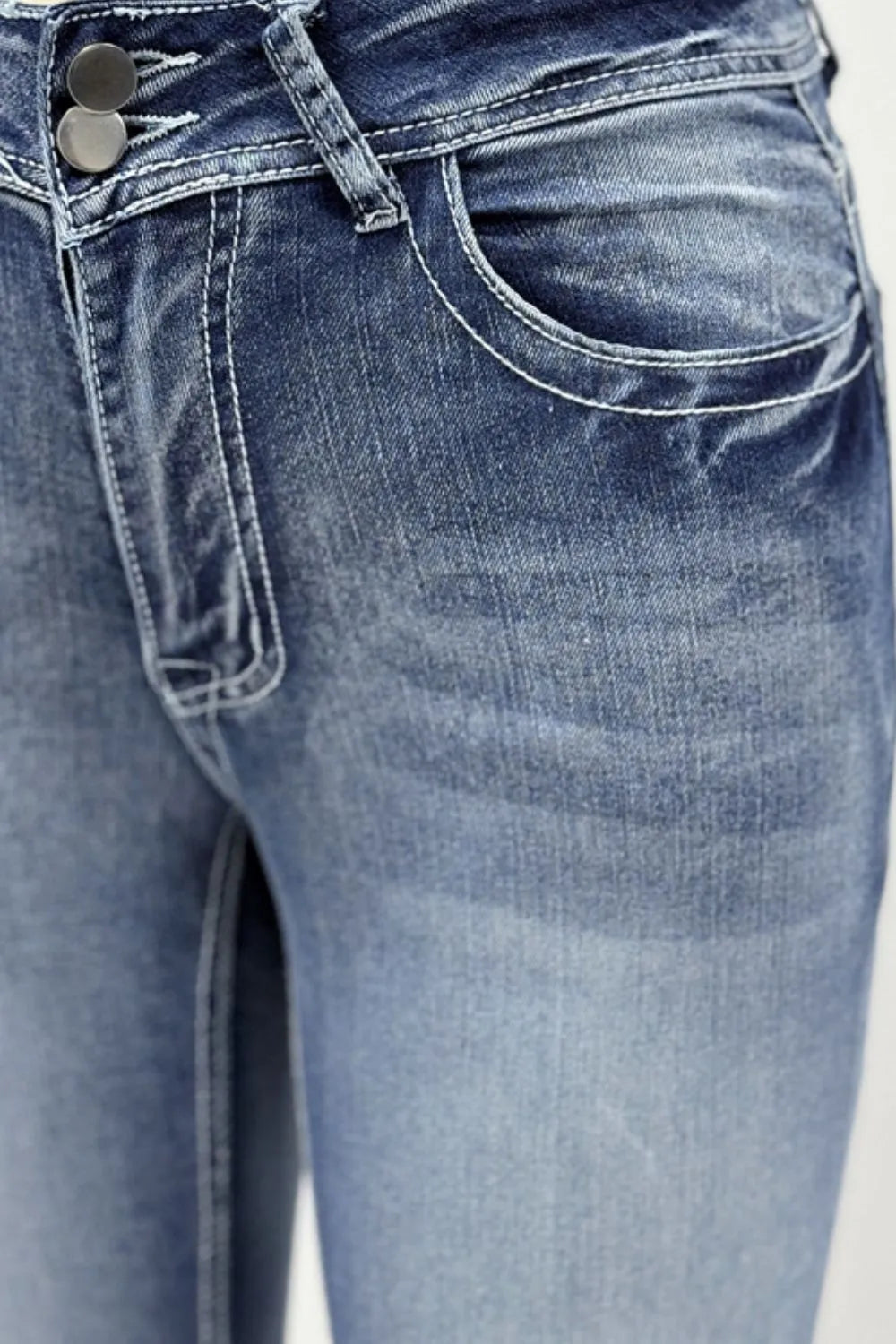 Star Embroidered Bootcut Jeans in Light Wash