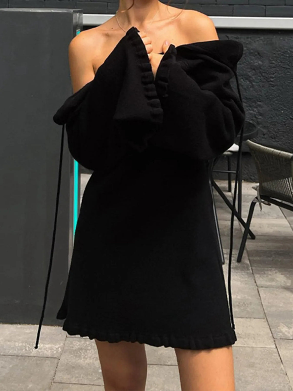 Long Sleeve Backless Sweater Dress