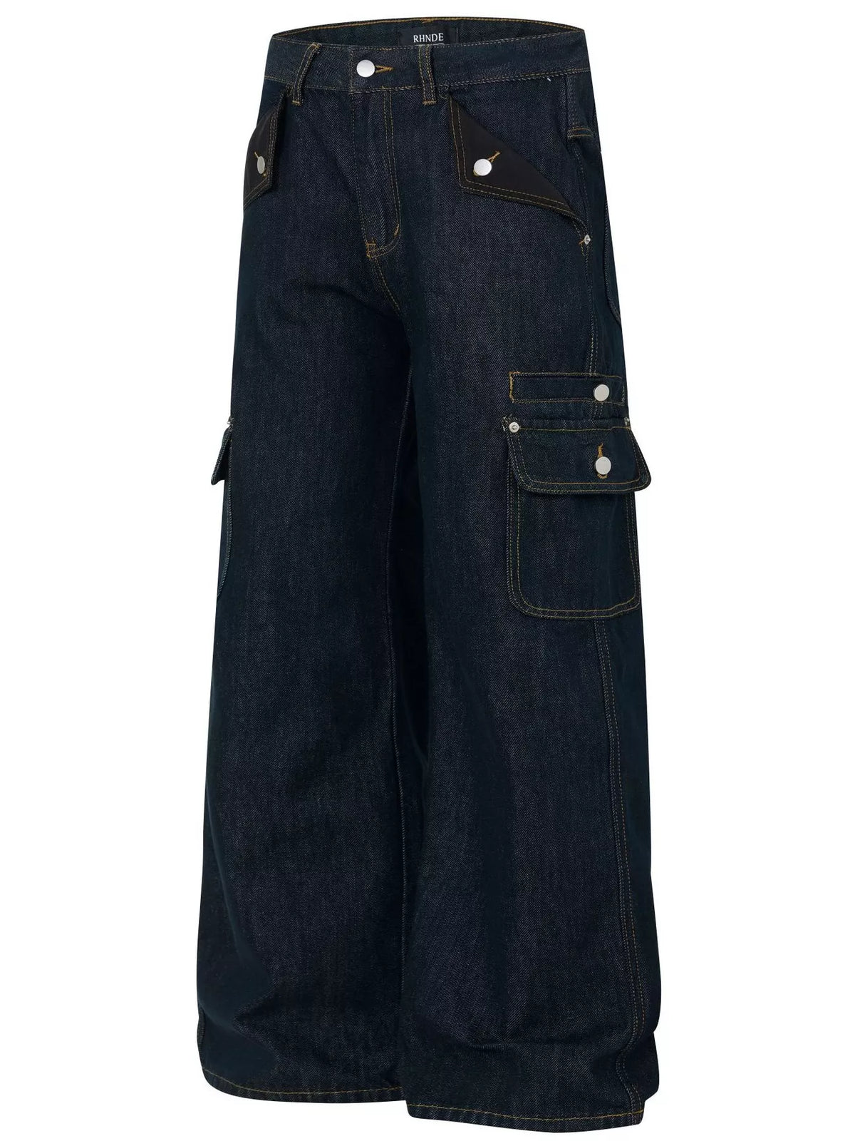 Wide-Leg Cargo Jeans in Blue by TrendMaster