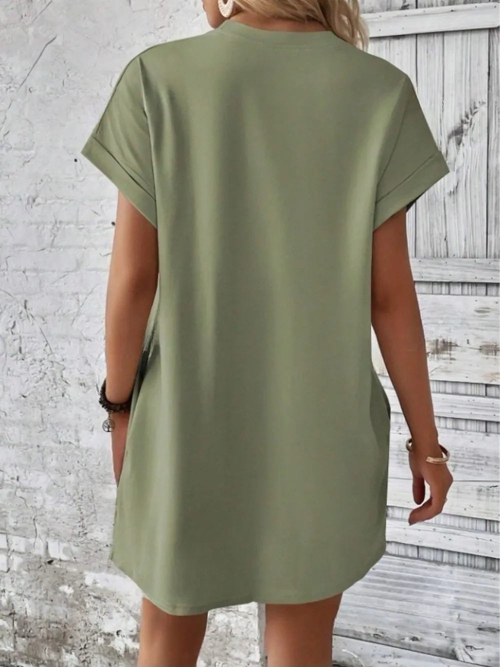 Short Sleeve Mini Tee Dress with Pockets