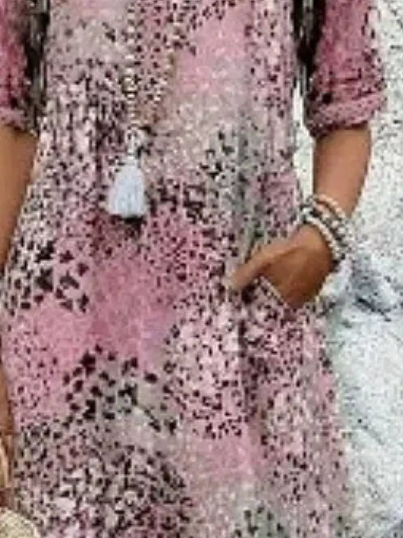 Printed V-Neck Half Sleeve Dress