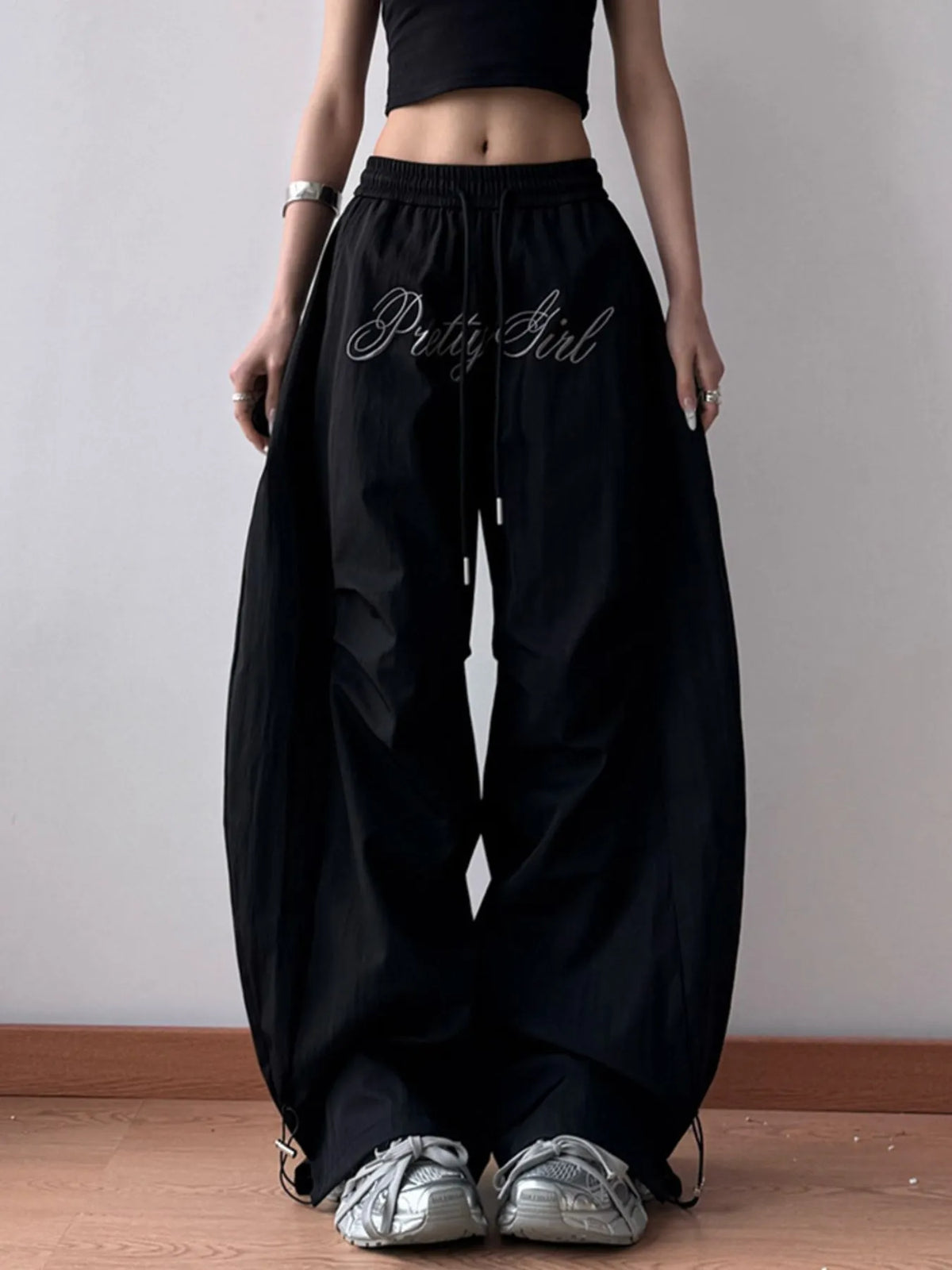 Oversized Wide Leg Pants with Drawstring