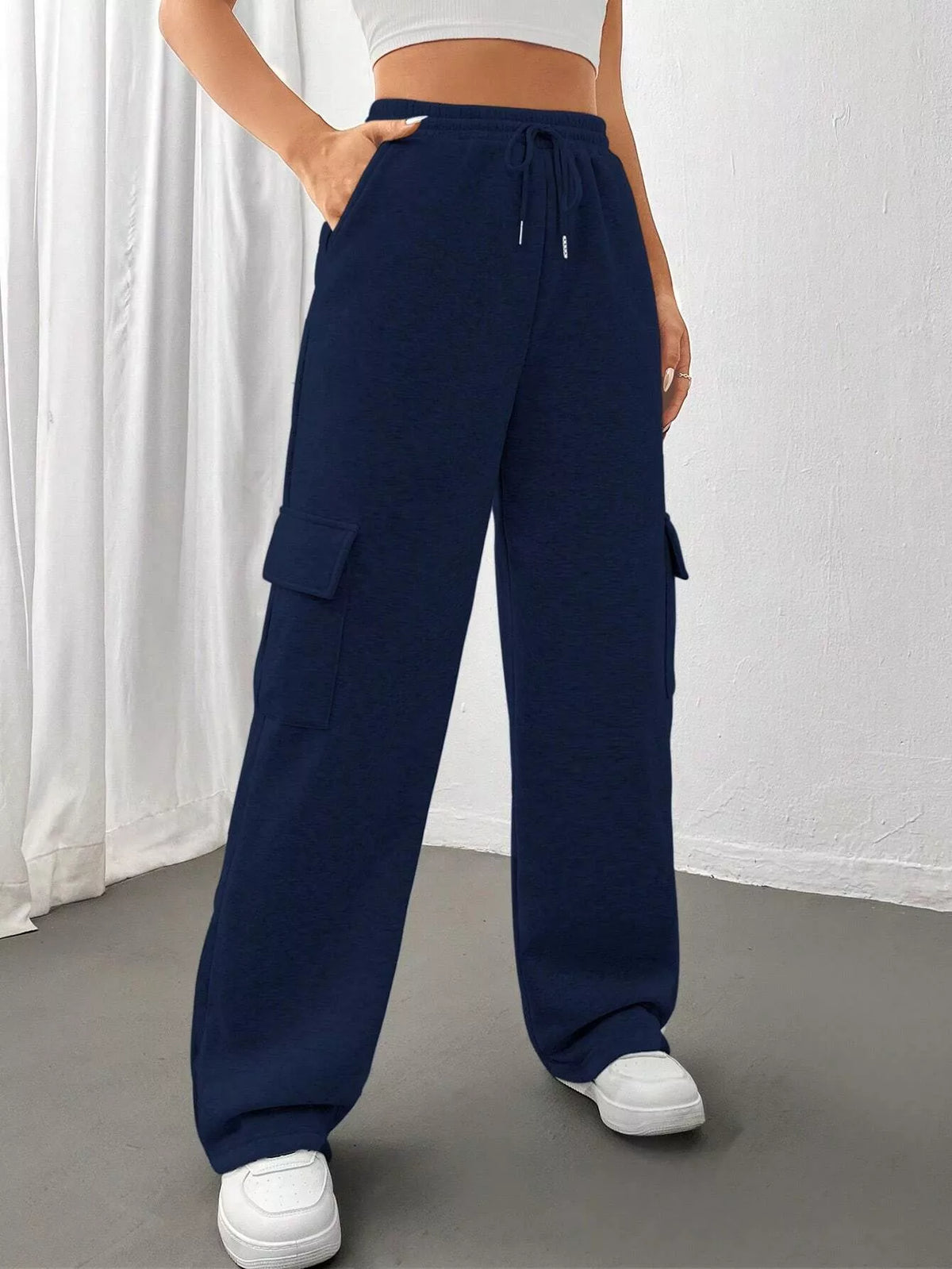 Relaxed Fit Drawstring Waist Pants